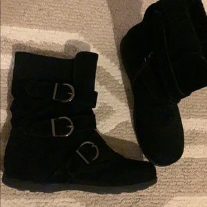 Black Suede buckle boots